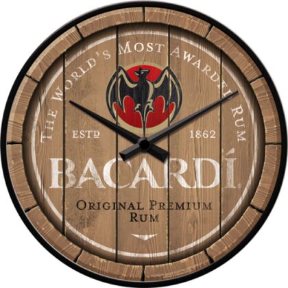 Bacardi - Wood Barrel Wanduhr