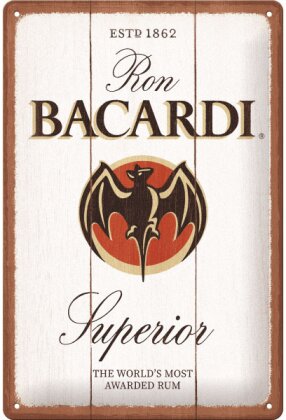 Bacardi - Superior White Wood 20x30cm Blechschild