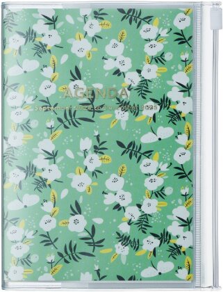 MARK'S 2024/2025 Taschenkalender A6 vertikal, Flower Pattern - Green