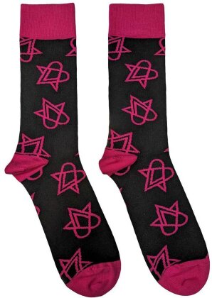 HIM Unisex Ankle Socks: Mini Pink Heartagrams (UK Size 7 - 11)