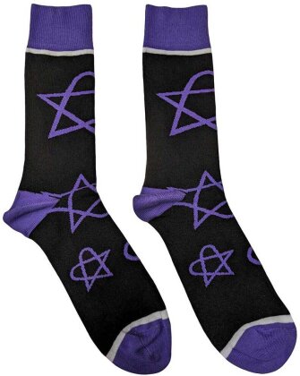 HIM Unisex Ankle Socks: Purple Heartagrams (UK Size 7 - 11)