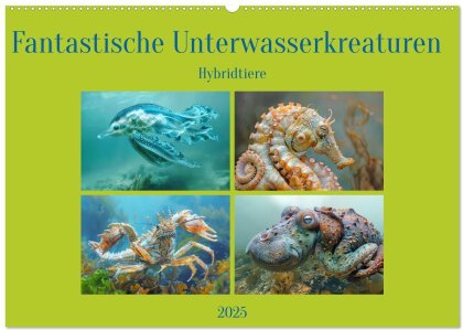 Fantastische Unterwasserkreaturen - Hybridtiere (Wandkalender 2025 DIN A2 quer), CALVENDO Monatskalender