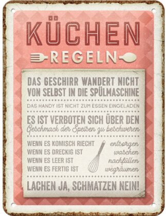 Küchen-Regeln Blechschild 15 x 20cm