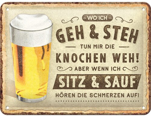 Blechschild. Open Bar / Wo ich geh und steh - Bier