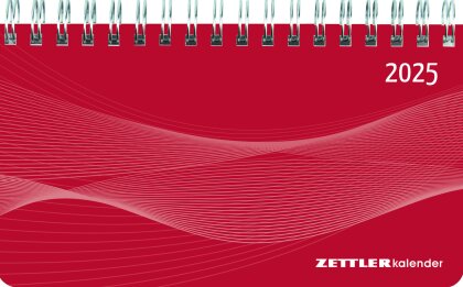 Querkalender Mini PP-Einband rot 2025 - Büro-Planer 15,6x9 cm - 1 Woche 2 Seiten - Ringbindung - Zettler