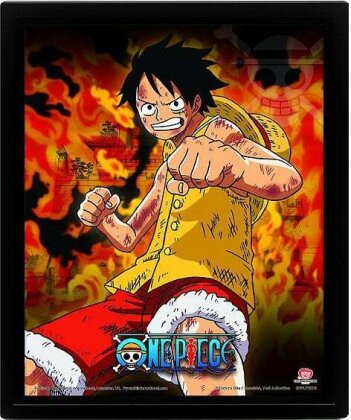 One Piece - "Brothers Burning Rage" Cadre 3D Lenticulaire 26x20cm
