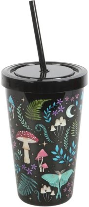 Dark Forest Print - Plastic Tumbler With Straw