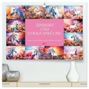 Einhorn und coole Sprüche (hochwertiger Premium Wandkalender 2025 DIN A2 quer) - Kunstdruck in Hochglanz