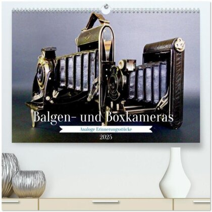 Balgen- und Boxkameras - Analoge Erinnerungsstücke (hochwertiger Premium Wandkalender 2025 DIN A2 quer), Kunstdruck in Hochglanz