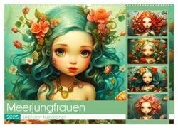 Zauberhafte Meerjungfrauen. Liebliche Illustrationen (Wandkalender 2025 DIN A2 quer) - CALVENDO Monatskalender