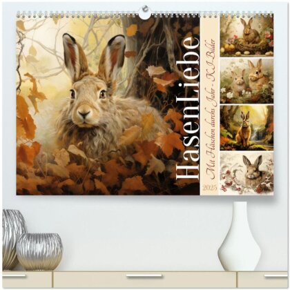 Hasenliebe (hochwertiger Premium Wandkalender 2025 DIN A2 quer) - Kunstdruck in Hochglanz