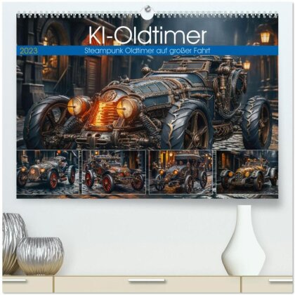 KI-Oldtimer (hochwertiger Premium Wandkalender 2025 DIN A2 quer) - Kunstdruck in Hochglanz