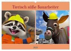 Tierisch süße Bauarbeiter (Wandkalender 2024 DIN A2 quer) - CALVENDO Monatskalender