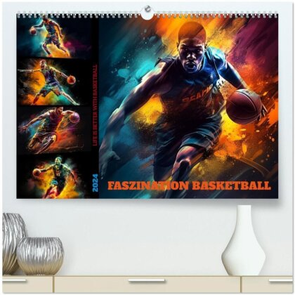 Faszination Basketball (hochwertiger Premium Wandkalender 2024 DIN A2 quer) - Kunstdruck in Hochglanz