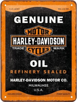 Harley-Davidson - Genuine Oil Blechschild 15 x 20cm