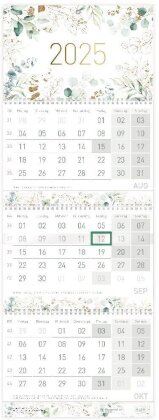 Drei-Monatskalender 2025 Wand-Kalender 12 MONATE Premium [Blattgold]