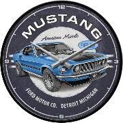 Ford Mustang - 1969 Mach 1 Blue Wanduhr