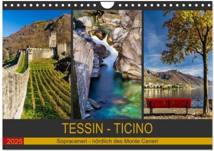 Tessin - Ticino (Wandkalender 2025 DIN A4 quer), CALVENDO Monatskalender