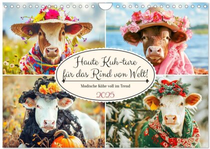 Haute Kuh-ture für das Rind von Welt! Modische Kühe voll im Trend (Wandkalender 2025 DIN A4 quer) - CALVENDO Monatskalender