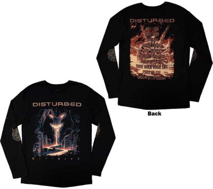 Disturbed Unisex Long Sleeve T-Shirt - European Tour '23 Divisive (Back Print & Ex-Tour) - Grösse S
