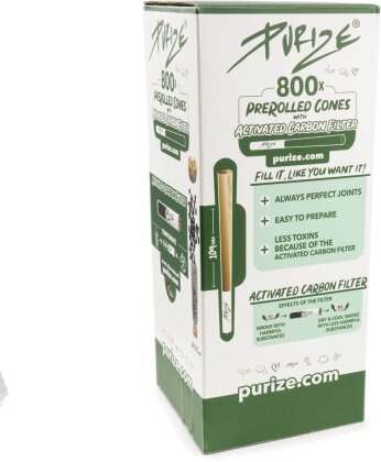 PURIZE®~ Pre-Rolled Cones ~Xtra Slim Size (800 Stk.)