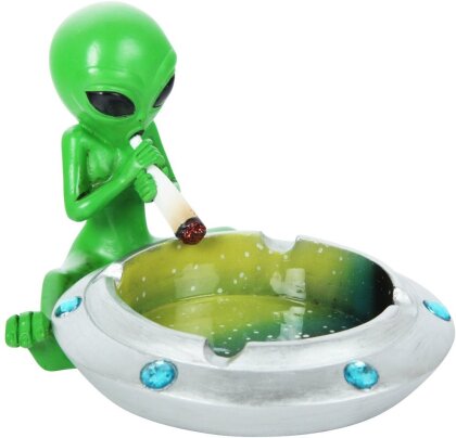Keramik Aschenbecher Alien Green UFO