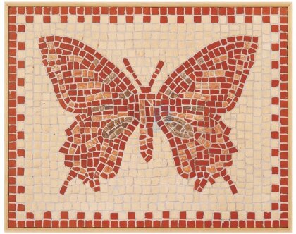Keramik Stein Mosaik: Schmetterling 34 x 27 cm