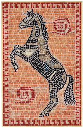 Keramik Stein Mosaik: Pferd (34.5 x 54.5 cm)
