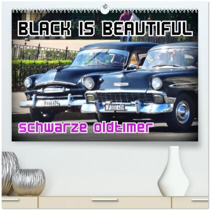Black is Beautiful - Schwarze Oldtimer (hochwertiger Premium Wandkalender 2025 DIN A2 quer), Kunstdruck in Hochglanz