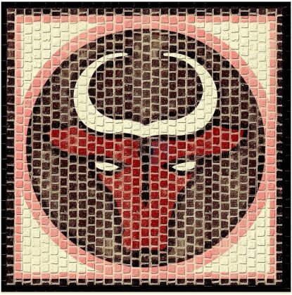 Mosaico in pietra ceramica: Segno zodiacale Toro (21 x 21 cm)