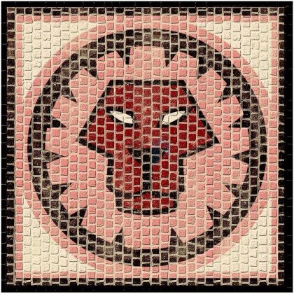 Mosaico in pietra ceramica: segno zodiacale Leone (21 x 21 cm)