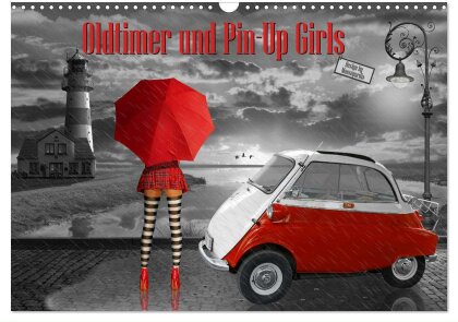 Oldtimer und Pin-Up Girls by Mausopardia (Wandkalender 2025 DIN A3 quer) - CALVENDO Monatskalender