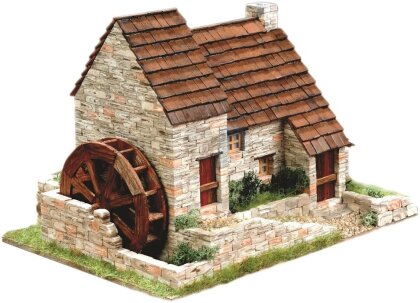3D Keramik-Modellbausatz - Altes Englisches Haus mit Mühlrad «Old Cottage 1» (26 x 13 x 22 cm)