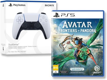 PS5 Controller DualSense White + Avatar: Frontiers of Pandora (Steelbook Edition)