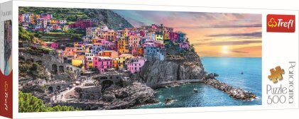 Puzzle 500 Panorama Sonnenuntergang in Vernazza - Italien