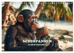 Schimpansen - Ein Jahr mit Menschenaffen. (Wandkalender 2025 DIN A4 quer), CALVENDO Monatskalender