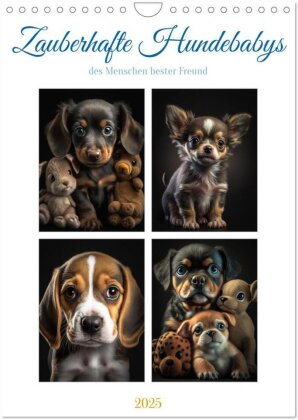 Zauberhafte Hundebabys (Wandkalender 2025 DIN A4 hoch) - CALVENDO Monatskalender