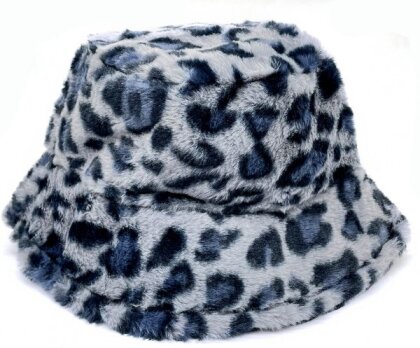 Fluffy Leopard Bucket Hat blaugrau Mütze