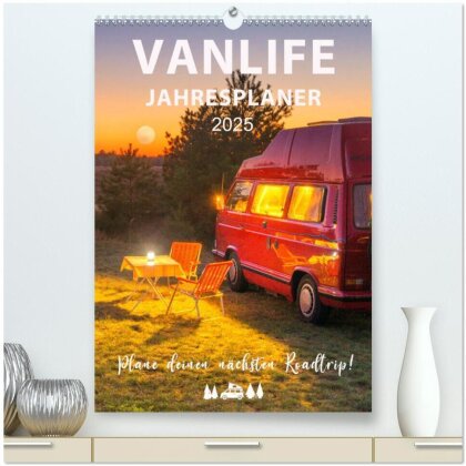 Vanlife Jahresplaner (hochwertiger Premium Wandkalender 2025 DIN A2 hoch) - Kunstdruck in Hochglanz