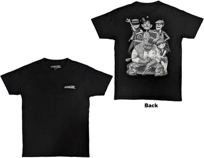 Gorillaz Unisex T-Shirt: Pocket Spray - George Group (Back Print)
