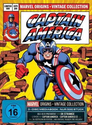 Captain America (1979) (Marvel Origins, Vintage Collection, Cover B, Limited Edition, Mediabook, Blu-ray + 2 DVDs)