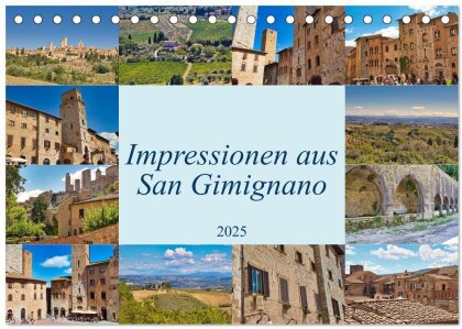 Impressionen aus San Gimignano (Tischkalender 2025 DIN A5 quer) - CALVENDO Monatskalender