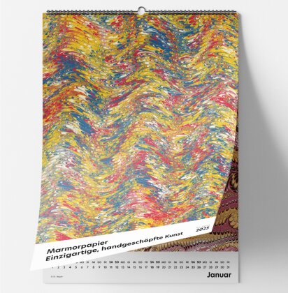 Marmorpapier - Einzigartige, handgeschöpfte Kunst. Wandkalender 2025