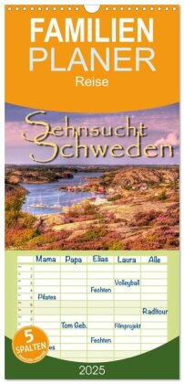 Familienplaner 2025 - Sehnsucht Schweden - Sverige mit 5 Spalten (Wandkalender, 21 x 45 cm) CALVENDO
