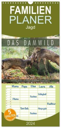 Familienplaner 2025 - Emotionale Momente: Das Damwild. mit 5 Spalten (Wandkalender, 21 x 45 cm) CALVENDO