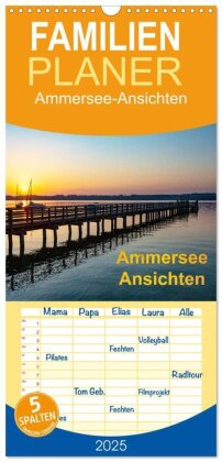 Familienplaner 2025 - Ammersee-Ansichten mit 5 Spalten (Wandkalender, 21 x 45 cm) CALVENDO