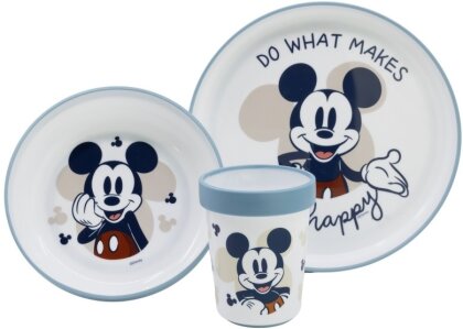 Set de vaisselle antidérapante - Mickey "Do what makes you Happy" - Mickey & ses amis