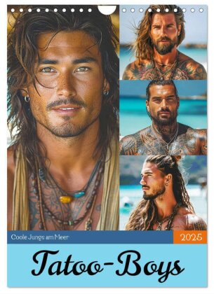 Tatoo-Boys. Coole Jungs am Meer (Wandkalender 2025 DIN A4 hoch) - CALVENDO Monatskalender