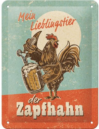 Blechschild. Open Bar/ Lieblingstier Zapfhahn