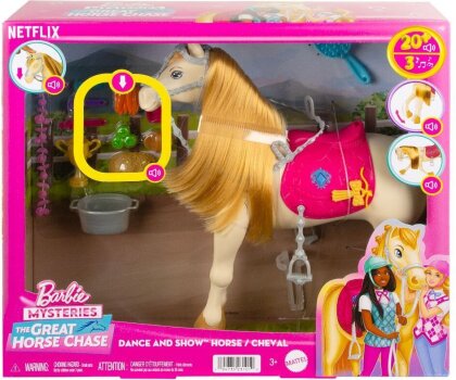 Barbie Mysteries: Das geheimnisvolle Pferdeabenteuer - interaktives Spielzeugpferd mit Geräuschen, Musik und Zubehör